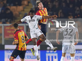 Federico Baschirotto of US Lecce is in action during the Serie A match between US Lecce and Empoli in Lecce, Italy, on November 8, 2024. (