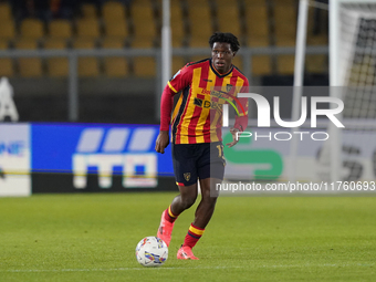 Patrick Dorgu of US Lecce is in action during the Serie A match between US Lecce and Empoli in Lecce, Italy, on November 8, 2024. (