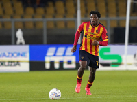 Patrick Dorgu of US Lecce is in action during the Serie A match between US Lecce and Empoli in Lecce, Italy, on November 8, 2024. (