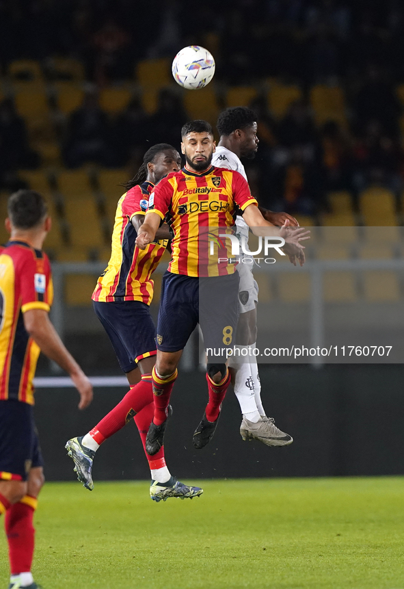 Hamza Rafia of US Lecce is in action during the Serie A match between US Lecce and Empoli in Lecce, Italy, on November 8, 2024. 