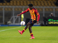 Patrick Dorgu of US Lecce is in action during the Serie A match between US Lecce and Empoli in Lecce, Italy, on November 8, 2024. (