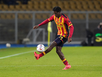 Patrick Dorgu of US Lecce is in action during the Serie A match between US Lecce and Empoli in Lecce, Italy, on November 8, 2024. (