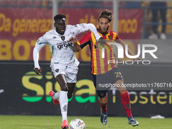 Antonino Gallo of US Lecce is in action during the Serie A match between US Lecce and Empoli in Lecce, Italy, on November 8, 2024. (