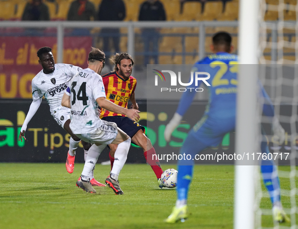 Antonino Gallo of US Lecce is in action during the Serie A match between US Lecce and Empoli in Lecce, Italy, on November 8, 2024. 