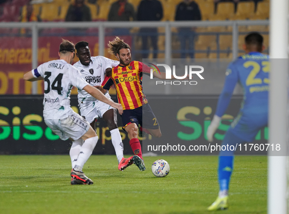 Antonino Gallo of US Lecce is in action during the Serie A match between US Lecce and Empoli in Lecce, Italy, on November 8, 2024. 