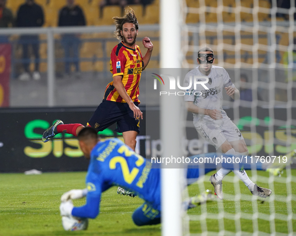 Antonino Gallo of US Lecce is in action during the Serie A match between US Lecce and Empoli in Lecce, Italy, on November 8, 2024. 