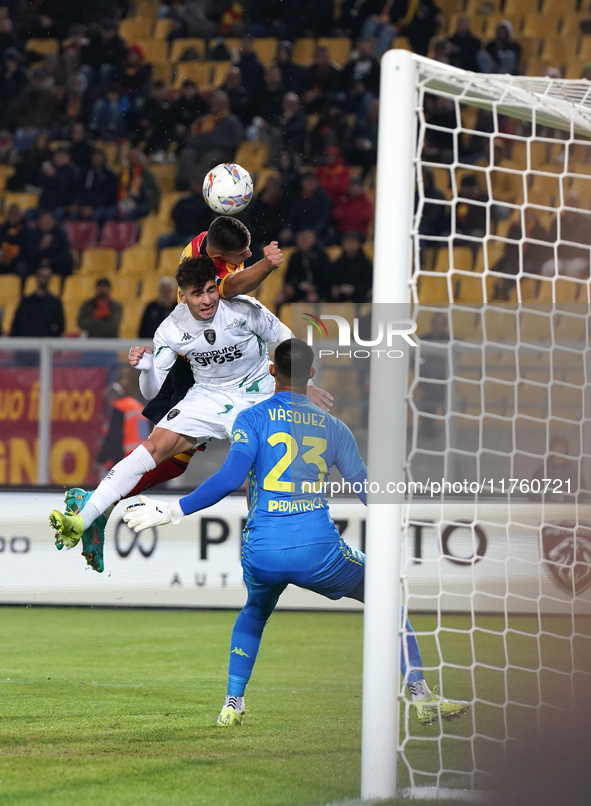 Nikola Krstovic of US Lecce is in action during the Serie A match between US Lecce and Empoli in Lecce, Italy, on November 8, 2024. 