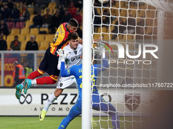 Nikola Krstovic of US Lecce is in action during the Serie A match between US Lecce and Empoli in Lecce, Italy, on November 8, 2024. (