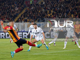 Nikola Krstovic of US Lecce is in action during the Serie A match between US Lecce and Empoli in Lecce, Italy, on November 8, 2024. (