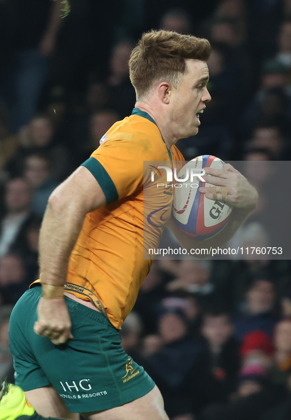 Australia's Andrew Kellaway (Hunters Hill Rugby) runs for his try during the Autumn Nations Series between England and Australia (Wallabies)...