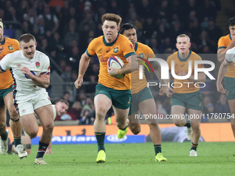 Australia's Andrew Kellaway (Hunters Hill Rugby) runs for his try during the Autumn Nations Series between England and Australia (Wallabies)...