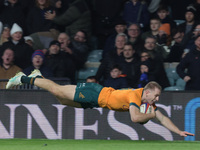 Australia's Max Jorgensen (Balmain Wolves) scores the winning try during the Autumn Nations Series between England and Australia (Wallabies)...