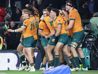 From left to right, Australia's Tate McDermott (Flinders Rugby Club), Australia's Ben Donaldson (Clovelly Eagles), and Australia's Nick Fros...