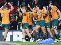 From left to right, Australia's Tate McDermott (Flinders Rugby Club), Australia's Ben Donaldson (Clovelly Eagles), and Australia's Nick Fros...