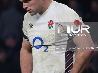 George Martin of England (Leicester City) appears dejected after the final whistle during the Autumn Nations Series between England and Aust...