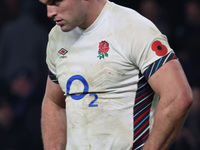 George Martin of England (Leicester City) appears dejected after the final whistle during the Autumn Nations Series between England and Aust...