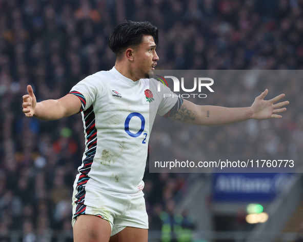 England's Marcus Smith (Harlequins) is in action during the Autumn Nations Series between England and Australia (Wallabies) at Allianz Stadi...