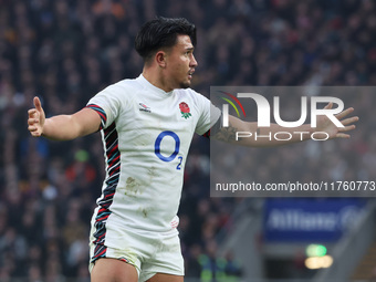 England's Marcus Smith (Harlequins) is in action during the Autumn Nations Series between England and Australia (Wallabies) at Allianz Stadi...