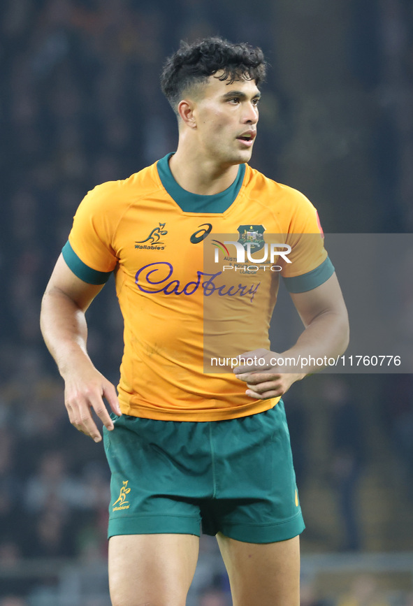 Australia's Joseph-Aukuso Suaalii from The Kings School makes his debut during the Autumn Nations Series between England and Australia (Wall...