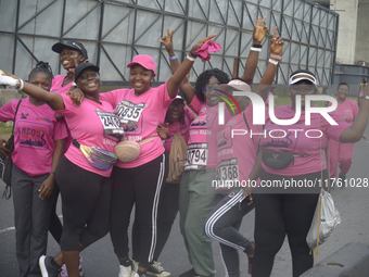 Women show excitement during the ninth edition of the Lagos Women Run 2024, a 10km female road race, tagged ''More Than a Run,'' held at Oni...