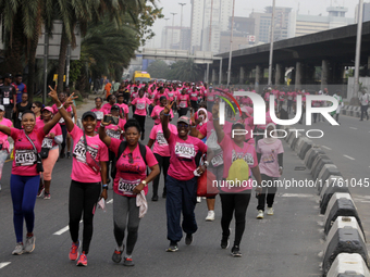 Women participate in the ninth edition of the Lagos Women Run 2024, a 10km female road race, tagged ''More Than a Run,'' held at Onikan in L...