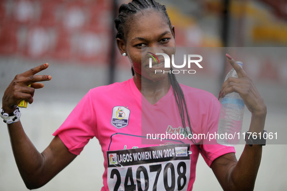 Charity Agofure is the third-place winner of the Lagos Women Run 2024 with a time of 40:09:23 during the ninth edition of the Lagos Women Ru...