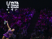 RIYADH, SAUDI ARABIA - NOVEMBER 09: Coco Gauff of USA during the Final match against Quinwen Zheng of China on Day 8 of the 2024 WTA Finals,...