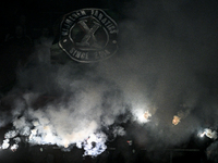 Fans of NEC with fireworks during the match RKC - NEC at the Mandemakers Stadium for the season 2024-2025 in Waalwijk, Netherlands, on Novem...