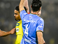 Referee Erwin Blank shows the second yellow card to RKC midfielder Daouda Weidmann during the match between RKC and NEC at the Mandemakers S...