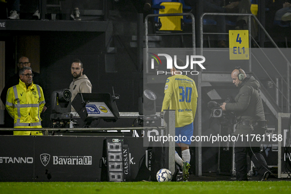 RKC midfielder Daouda Weidmann leaves the field after his red card during the match between RKC and NEC at the Mandemakers Stadium in Waalwi...