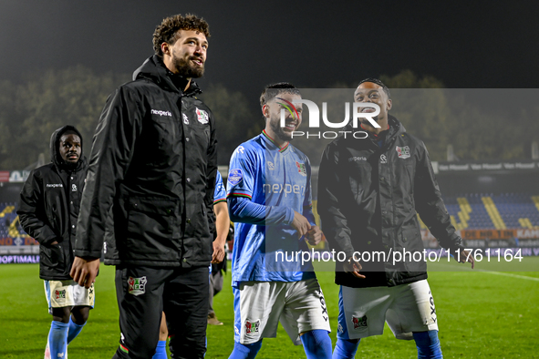 NEC defender Philippe Sandler, NEC defender Calvin Verdonk, and NEC forward Sontje Hansen participate in the match RKC - NEC at the Mandemak...