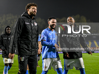 NEC defender Philippe Sandler, NEC defender Calvin Verdonk, and NEC forward Sontje Hansen participate in the match RKC - NEC at the Mandemak...