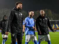 NEC defender Philippe Sandler, NEC defender Calvin Verdonk, and NEC forward Sontje Hansen participate in the match RKC - NEC at the Mandemak...