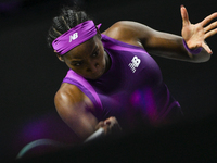 RIYADH, SAUDI ARABIA - NOVEMBER 09: Coco Gauff of USA during the Final match against Quinwen Zheng of China on Day 8 of the 2024 WTA Finals,...