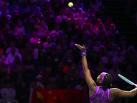 RIYADH, SAUDI ARABIA - NOVEMBER 09: Coco Gauff of USA during the Final match against Quinwen Zheng of China on Day 8 of the 2024 WTA Finals,...