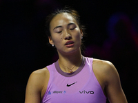 RIYADH, SAUDI ARABIA - NOVEMBER 09: Quinwen Zheng of China during the Final match against Coco Gauff of USA on Day 8 of the 2024 WTA Finals,...