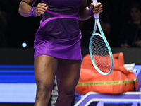 RIYADH, SAUDI ARABIA - NOVEMBER 09: Coco Gauff of USA celebrates as she wins the Final match against Quinwen Zheng of China on Day 8 of the...