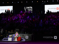 RIYADH, SAUDI ARABIA - NOVEMBER 09: Quinwen Zheng of China during the Final match against Coco Gauff of USA on Day 8 of the 2024 WTA Finals,...