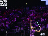 RIYADH, SAUDI ARABIA - NOVEMBER 09: Coco Gauff of USA during the Final match against Quinwen Zheng of China on Day 8 of the 2024 WTA Finals,...