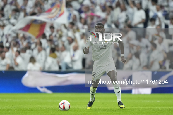 Antonio Rudiger centre-back of Real Madrid and Germany during the La Liga match between Real Madrid CF and CA Osasuna at Estadio Santiago Be...