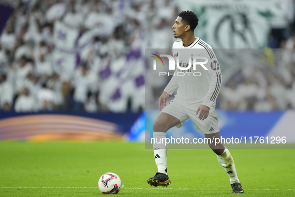 Jude Bellingham central midfield of Real Madrid and England during the La Liga match between Real Madrid CF and CA Osasuna at Estadio Santia...