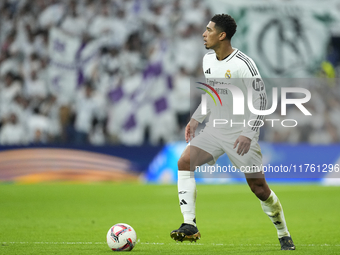 Jude Bellingham central midfield of Real Madrid and England during the La Liga match between Real Madrid CF and CA Osasuna at Estadio Santia...