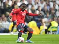 Enzo Boyomo centre-back of Osasuna and Cameroon during the La Liga match between Real Madrid CF and CA Osasuna at Estadio Santiago Bernabeu...