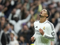 Jude Bellingham central midfield of Real Madrid and England celebrates after scoring his sides first goal during the La Liga match between R...