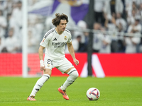 Fran Garcia left-back of Real Madrid and Spain during the La Liga match between Real Madrid CF and CA Osasuna at Estadio Santiago Bernabeu o...