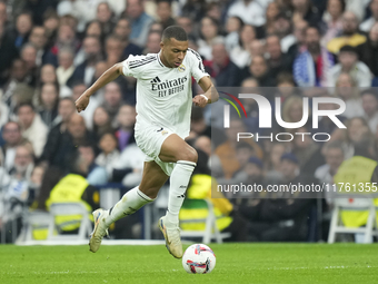 Kylian Mbappe centre-forward of Real Madrid and France during the La Liga match between Real Madrid CF and CA Osasuna at Estadio Santiago Be...