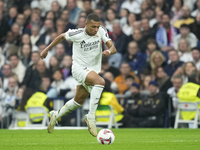 Kylian Mbappe centre-forward of Real Madrid and France during the La Liga match between Real Madrid CF and CA Osasuna at Estadio Santiago Be...