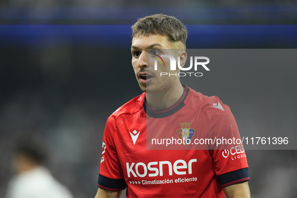  Bryan Zaragoza left winger of Osasuna and Spain during the La Liga match between Real Madrid CF and CA Osasuna at Estadio Santiago Bernabeu...