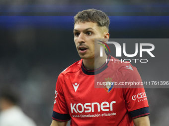  Bryan Zaragoza left winger of Osasuna and Spain during the La Liga match between Real Madrid CF and CA Osasuna at Estadio Santiago Bernabeu...