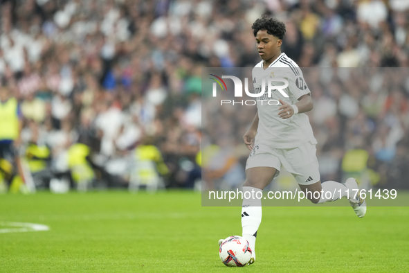 Arda Guler attacking midfield of Real Madrid and Turkey during the La Liga match between Real Madrid CF and CA Osasuna at Estadio Santiago B...